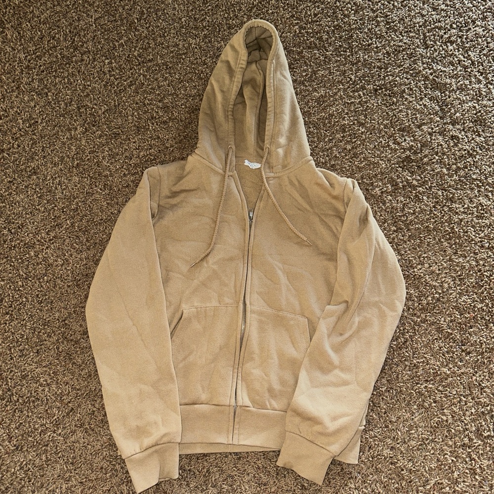 LIKE NEW women’s small tan zip-up jacket